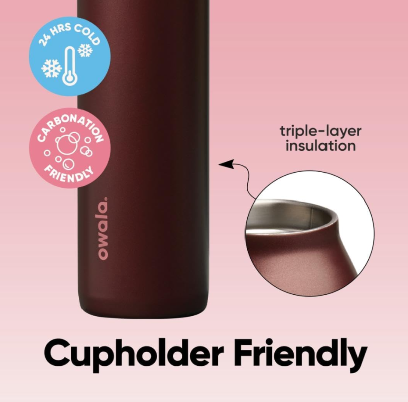 Owala Freesip Twist InsulatedStainless Steel Water Bottle –Black Cherry 24Oz
