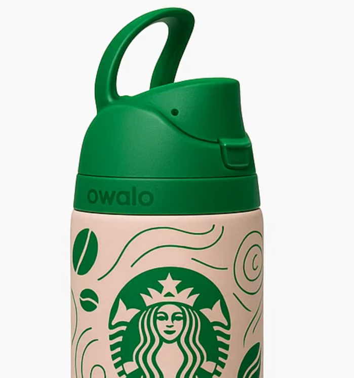 Owala × Starbucks Free SipStainless Steel Insulated StrawBottle 32oz – Blush Rose &Forest Green